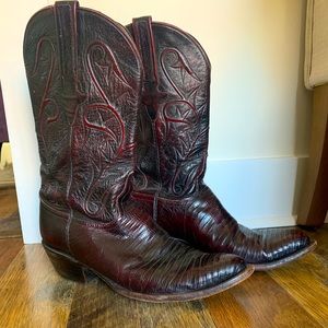 Lucchese Black Cherry Lizard Boots | 10
